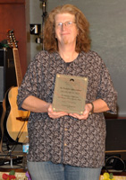 Person with award