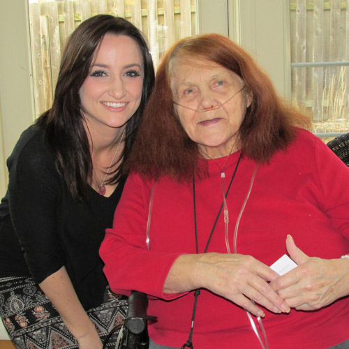 Hospice patient with hairdresser